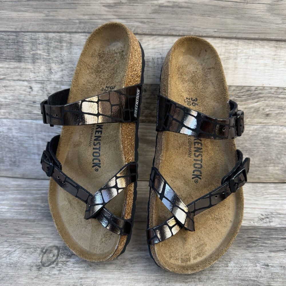 Birkenstock Mayari Microfiber Gator Gleam Copper Sandal Women Size 5 New